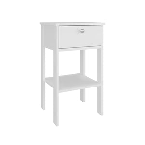 English Elm Newcastle Compact Nightstand with Drawer & Open Shelf in White — Modern Space-Saving Bedside Table, Versatile Storage and Clean Coastal Style B200P362013