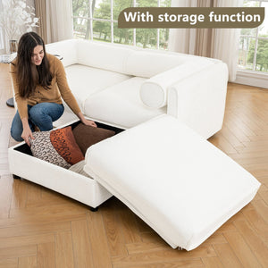 English Elm Modular Sectional Sofa With Ergonomic Cylindrical Support, Built-In Storage, And Modern White Style W714S01041