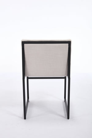 English Elm Modern Upholstered Dining Chairs Set of 2 with Linen-Like Fabric, High-Resilience Foam and Metal Frame Elegant Comfort Ivory W1249P257008