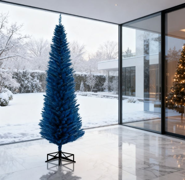 English Elm Snow Flocked Pink Pencil Artificial Christmas Tree for Entryway or Bedroom Corner T3971P414625