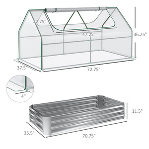 English Elm Outsunny Galvanized Steel Raised Garden Bed with Pvc Greenhouse Cover and Ventilation W2225P217646