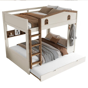 English Elm Twin Xl Solid Pine Loft Bed with Built-in Led Lighting and Storage Shelves W1580S00392