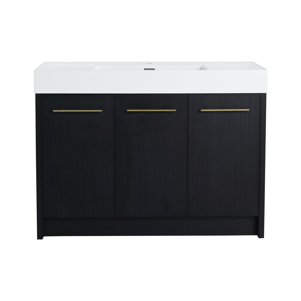 English Elm 48 Inch Freestanding Bathroom Vanity With Modern Resin Sink, Soft-Close Doors & Ample Storage Space W999S00180