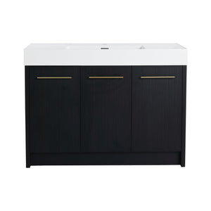English Elm 48 Inch Freestanding Bathroom Vanity With Modern Resin Sink, Soft-Close Doors & Ample Storage Space W999S00180