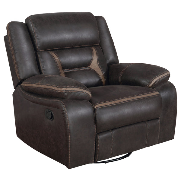 English Elm Brazelton Elegant Upholstered Swivel Glider Recliner in Performance Leatherette with Pillow Arms, Luxe Comfort Brown B062P357787