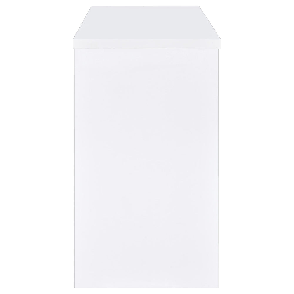 English Elm Irving White Engineered Wood Freestanding Home Bar with 12-Bottle Grid, Stemware Racks & Cubbies B062P375551