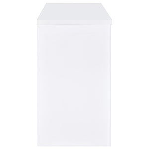 English Elm Irving White Engineered Wood Freestanding Home Bar with 12-Bottle Grid, Stemware Racks & Cubbies B062P375551