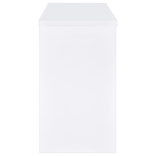 English Elm Irving White Engineered Wood Freestanding Home Bar with 12-Bottle Grid, Stemware Racks & Cubbies B062P375551