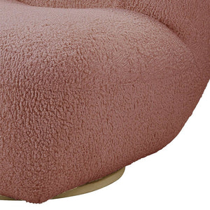 English Elm Yedaid Plush Pink Teddy Sherpa Accent Chair with 360° Swivel, Wooden Frame, Cozy Modern Seat B2726P271000