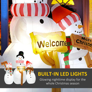 English Elm 6.1' Inflatable Holiday Trio Snowmen Yard Display with Led Lights and Anchoring Kit T3971P401021