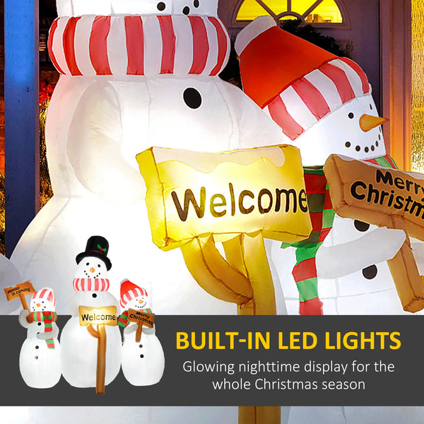 English Elm 6.1' Inflatable Holiday Trio Snowmen Yard Display with Led Lights and Anchoring Kit T3971P401021