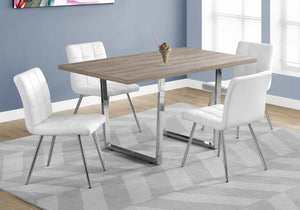 English Elm Dining Table, 60" Rectangular Taupe Laminate With Chrome Legs – Modern Versatile Centerpiece For Any Space B2710P286991