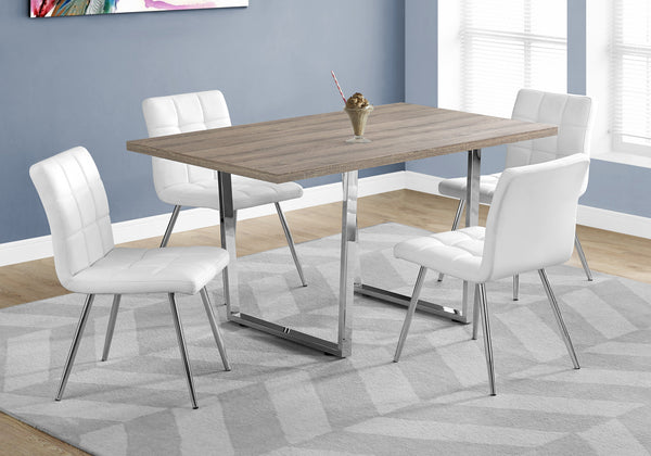 English Elm Dining Table, 60" Rectangular Taupe Laminate With Chrome Legs – Modern Versatile Centerpiece For Any Space B2710P286991