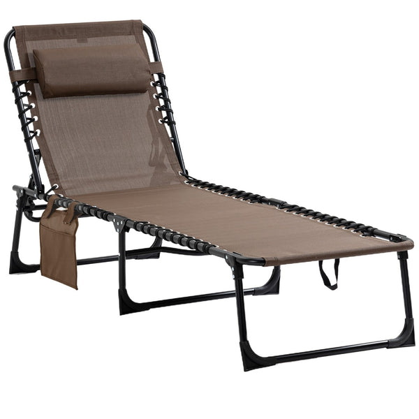 English Elm Outsunny Portable Reclining Chaise Lounge Chair - Adjustable Backrest, Comfortable & Foldable Design W2225P174382-GIGA