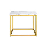 Wallace & Bay Marb White End Table - Contemporary Marble & Gold Accent, Easy Assembly, 23.5