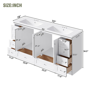 English Elm 72-inch Shaker Double Bathroom Vanity with Resin Basin and Soft Close Storage N729P000030K