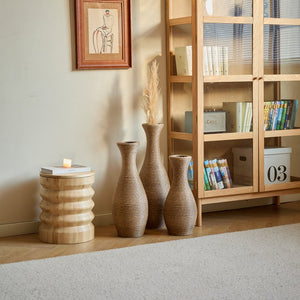 English Elm 3-piece modern PVC floor vase set with tall standalone racks for artificial branches and decor accents Beige W2796P261494