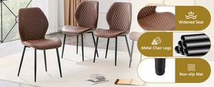 English Elm 4-piece Diamond Quilted Upholstered Dining Chair Set with Sleek Black Metal Legs Brown+Black W1151P458008