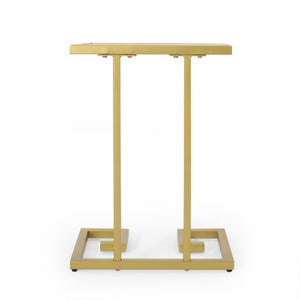 English Elm Christopher Knight Home® - END TABLE Gold C-Shape Modern Glam Iron Frame with Tempered Glass & Greek Accents, 18"W x 24.5"H 68988.00