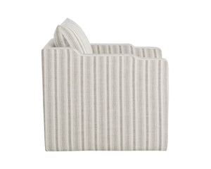 Sunpan ROOSEVELT Swivel Lounge Chair - Coastal Style with Gifford Script Upholstery for Modern Comfort 112479