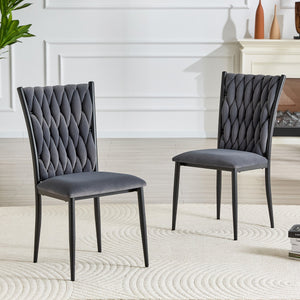 English Elm Elegant Tufted Velvet Dining Chair High Back Foam Seat Tapered Metal Legs Glam W1512P491435