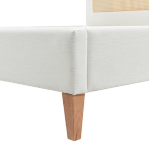 English Elm Jennifer Taylor Home - Haley Upholstered Cane-Back King Platform Bed - Timeless Coastal Charm With Durable Design & Comfort B2719P238202