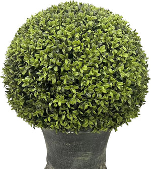 English Elm 32" Ball Topiary in Magnesia Pedestal Pot — Lifelike Artificial Plant for Indoor & Outdoor Decor Grey W1550P288706