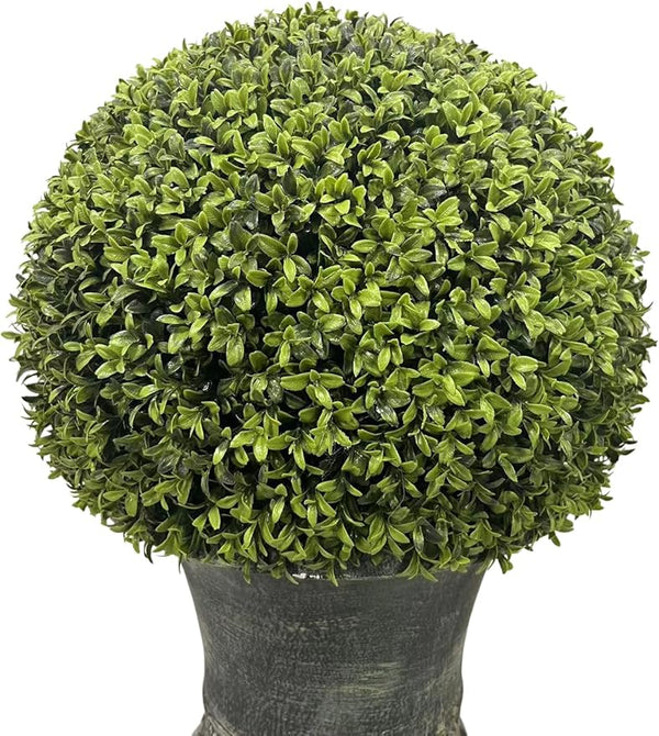 English Elm 32" Ball Topiary in Magnesia Pedestal Pot — Lifelike Artificial Plant for Indoor & Outdoor Decor Grey W1550P288706