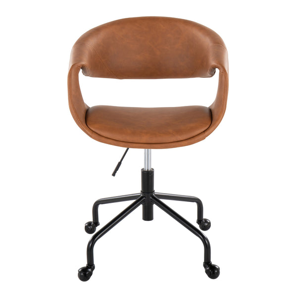 English Elm Task Chair with Chrome Five Star Base Grey Fabric Seat for Modern Home Office Use Black,Camel B202P474190