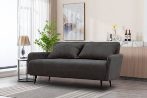 English Elm Leandro Convertible Loveseat Sleeper Foam Cushions Iron Legs Studio Apartment Sofa Black B2749P413199