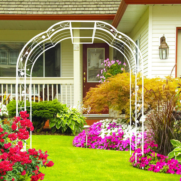 English Elm Metal Garden Arch Powder Coated Steel Trellis for Climbing Roses Outdoor Weddings Cream White W1586P268771