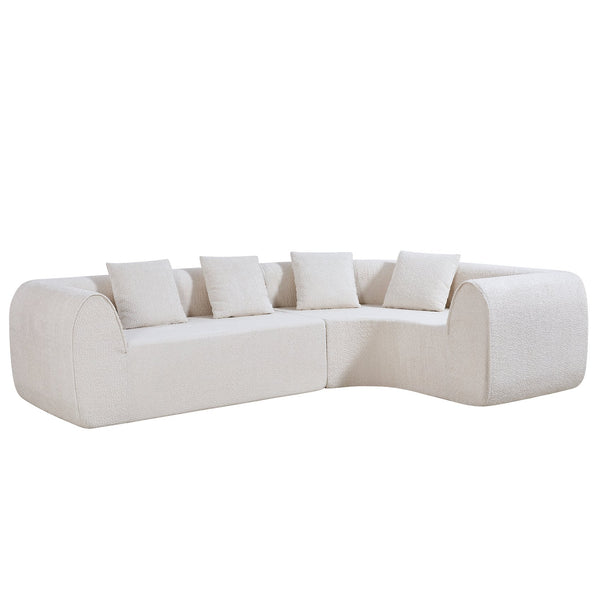 English Elm 110" Curved Modular Sectional Sofa Low Profile Foam Cushions for Contemporary Living Almond N767P366011A