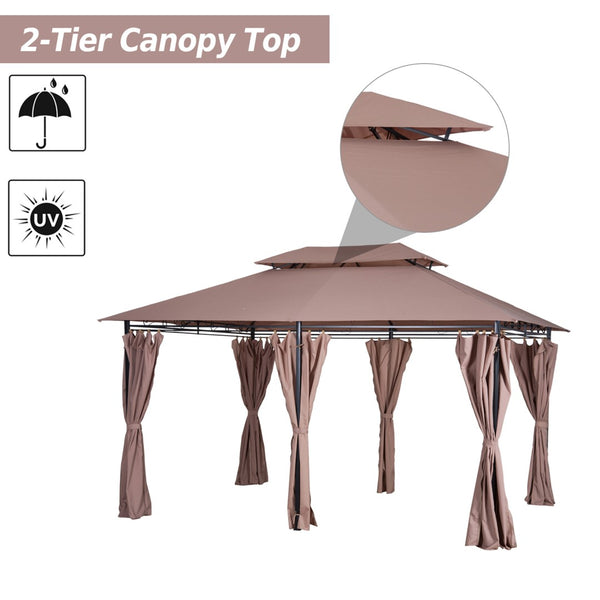 English Elm Outsunny 10' X 13' Outdoor Gazebo Canopy With Vented Roof & Curtains - Perfect For Backyard Relaxation W2225P200567-GIGA