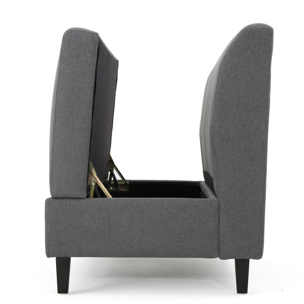 English Elm Christopher Knight Home® - LOVE Seat Charcoal Fabric Loveseat with Under-Seat Storage, Birchwood Legs, Versatile Modern-Traditional Seating (47.5" L x 31" W) 60737.00CCL