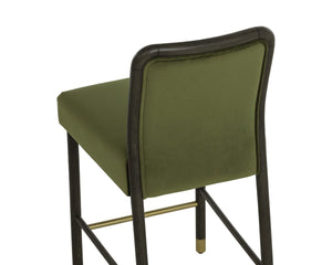 Sunpan JENO Counter Stool in Meg Olive Velvet - Chic Mid-Century Design for Kitchen & Bar Comfort 112315