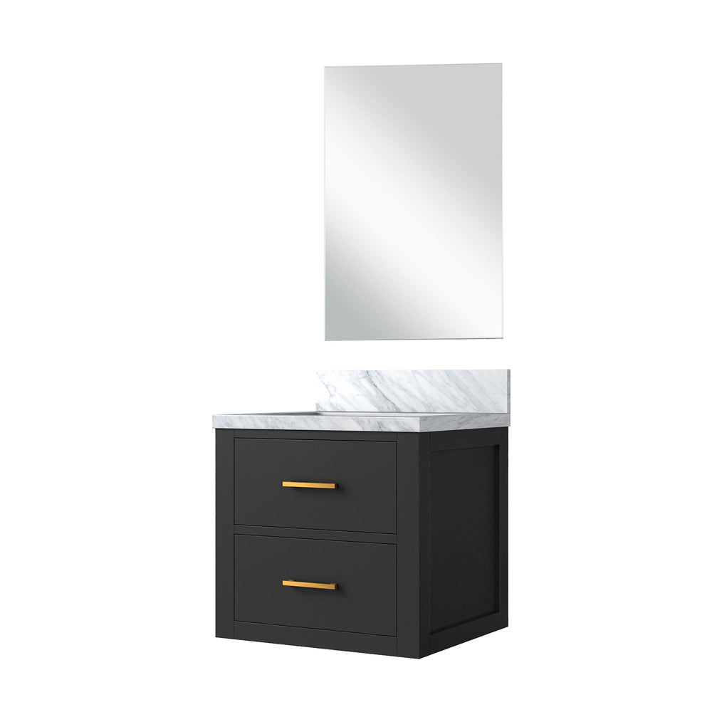 English Elm Black Single Bath Vanity With Acrylic Countertop, Soft-Close Cabinet & Frameless Mirror – 20" W X 18" D B2731S01418