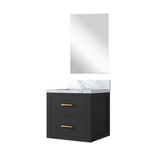 English Elm Black Single Bath Vanity With Acrylic Countertop, Soft-Close Cabinet & Frameless Mirror – 20" W X 18" D B2731S01418