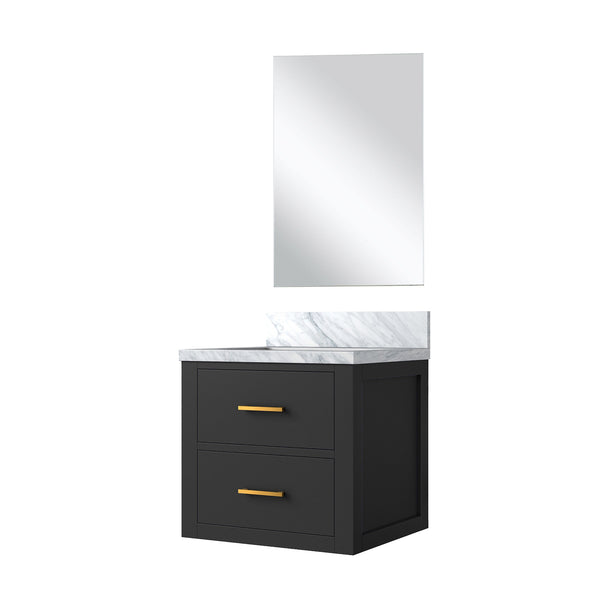 English Elm Black Single Bath Vanity With Acrylic Countertop, Soft-Close Cabinet & Frameless Mirror – 20" W X 18" D B2731S01418