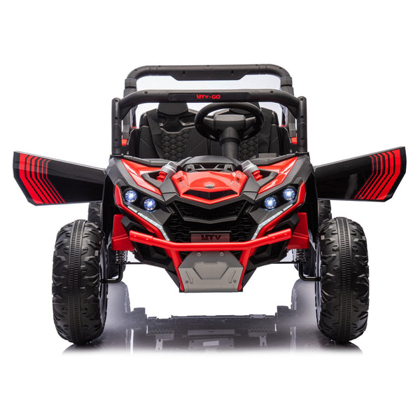 English Elm 24v Two Seat Kids Electric Utv with Parental Remote Suspension Off Road Ride On Red W1578P184803