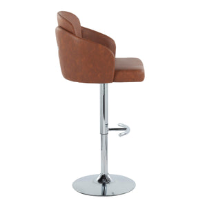 English Elm Fixed-height Swivel Counter Stools with Faux Leather Seats and Chrome Footrest Set of 2 Camel B202S02177
