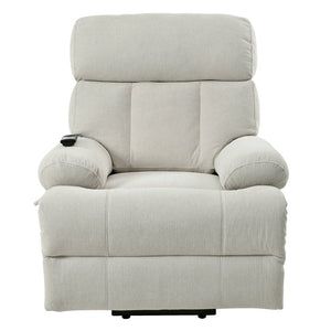 English Elm Oversized Power Lift Recliner Chair with Remote Control, Spacious Fabric Seat and Side Pocket for Comfort and Support Light Gray W1028P261273