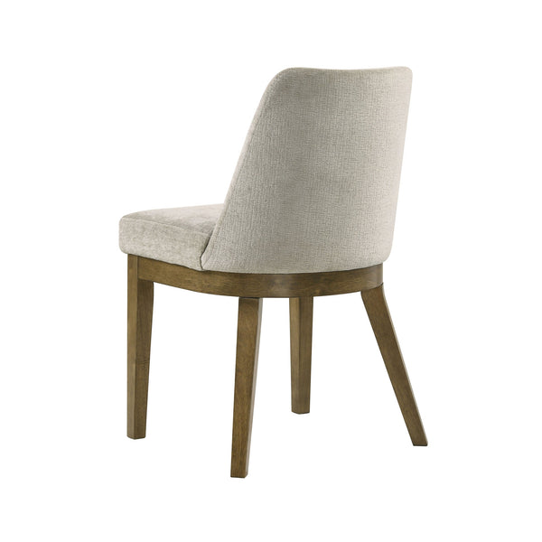 English Elm Set of 2 Tan Upholstered Dining Chairs with Rubberwood Tapered Legs Mid-century Style B016P445356