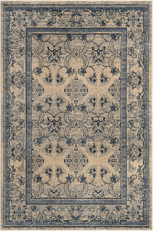 Unique Loom La Jolla Botanica Machine Made Floral Rug Ivory Blue, Beige/Blue/Light Blue/Ivory 6' 1" x 9' 0"