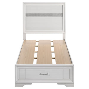 English Elm Urbana White Twin Storage Bed With Glamorous Glitter Panels & Convenient Slide-Out Drawers B062S00692-GIGA