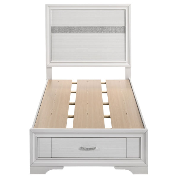 English Elm Urbana White Twin Storage Bed With Glamorous Glitter Panels & Convenient Slide-Out Drawers B062S00692-GIGA