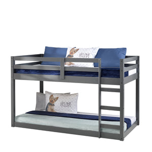 English Elm Gaston Solid Pine Twin Loft Bed in Gray Finish with Built-In Right Ladder, 13-Slat Support System B2726P315599