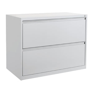 OSP Home Furnishings 36" Wide Lateral File Cabinet with Full Extension Drawers and Locking Security for Offices Core-Removable Glides Silver LF236-SV