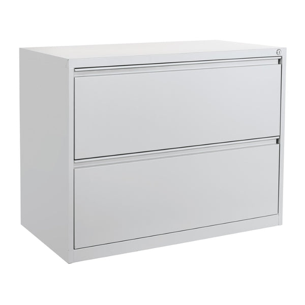 OSP Home Furnishings 36" Wide Lateral File Cabinet with Full Extension Drawers and Locking Security for Offices Core-Removable Glides Silver LF236-SV