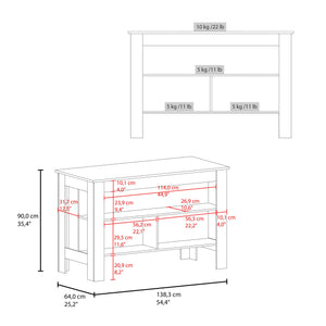 English Elm White Two-tone Oak Veneer Kitchen Island with Open Shelf for Modern Cooking Spaces B062P483742