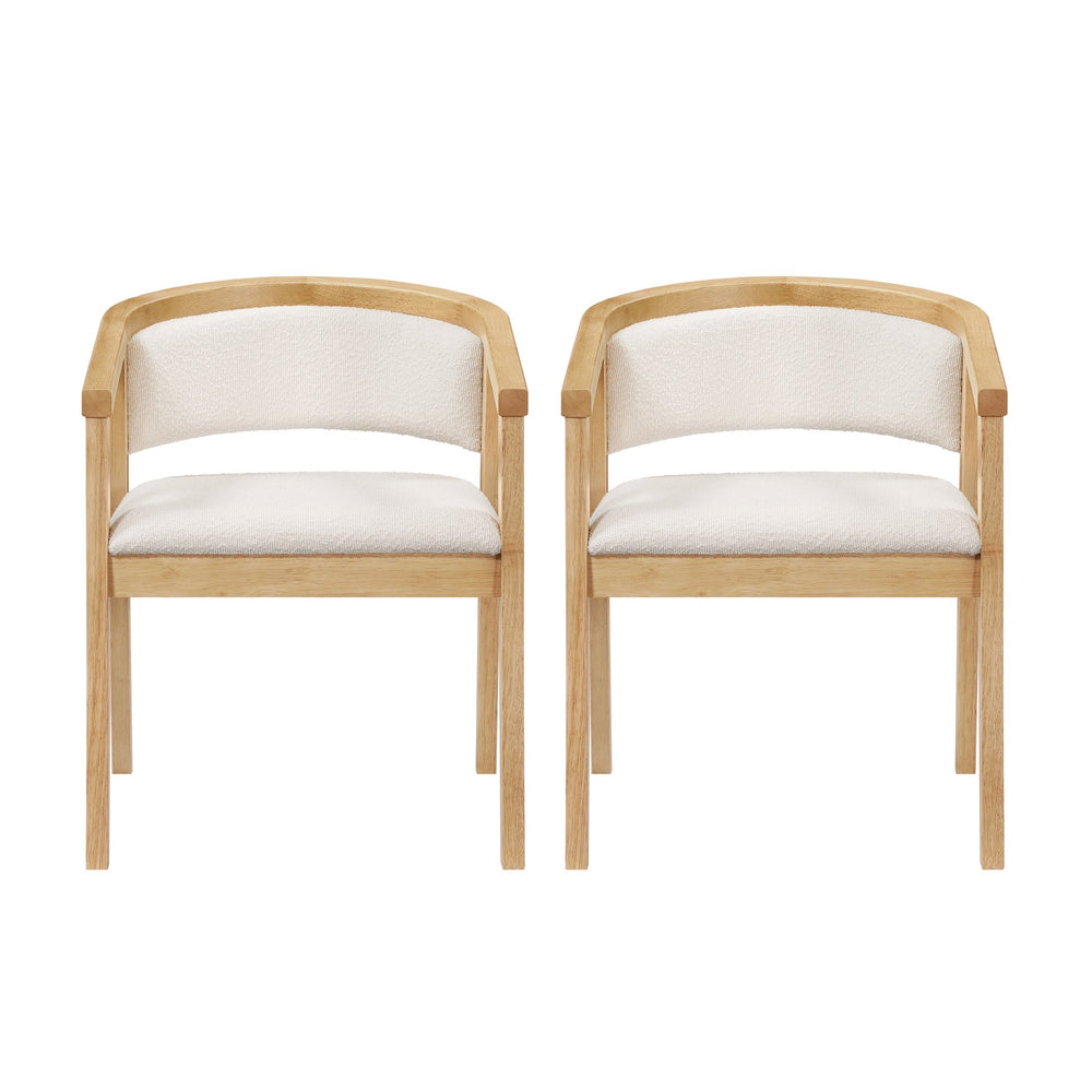 English Elm Christopher Knight Home® - U-shaped Mid-Century Dining Chair with Armrests, Bouclé Upholstery, High-Density Foam Comfort Beige,Oak N771P331338A